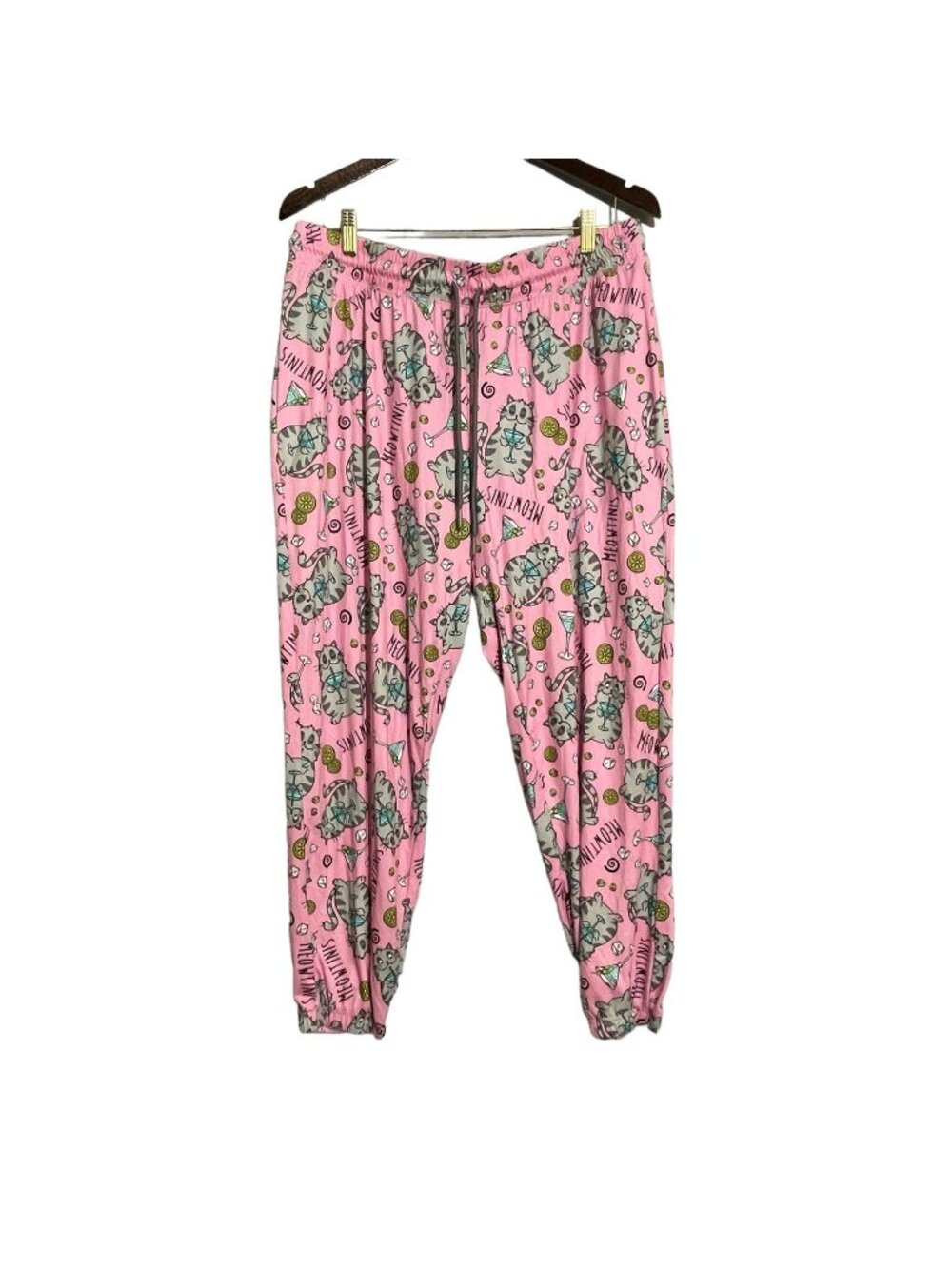 Briefly Stated Cat Lady Pajama Pants Women XL 16/18 Cocktail Drink Casual Lounge